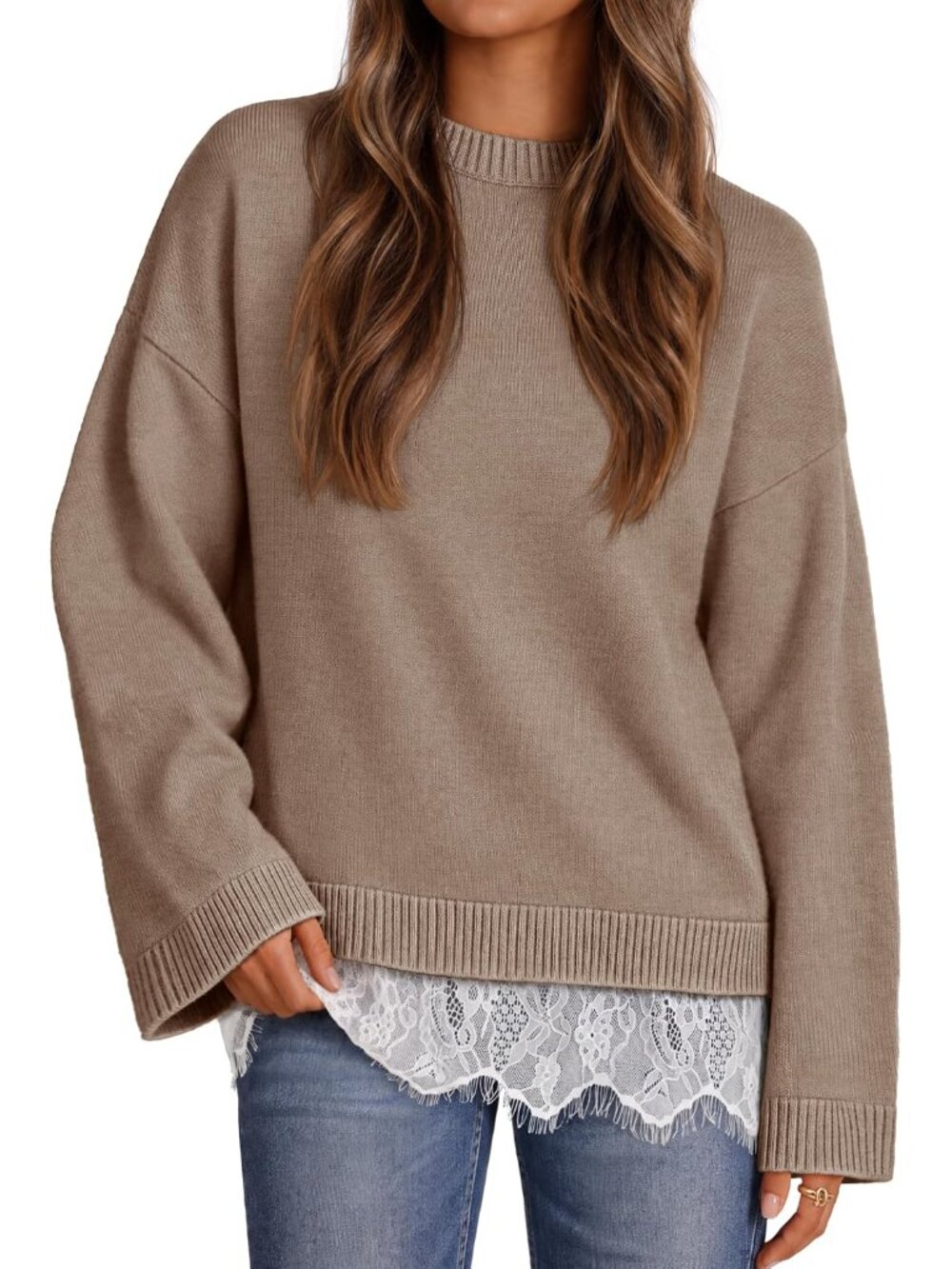 Trendy Women's Fall Oversized Lace Sweater
